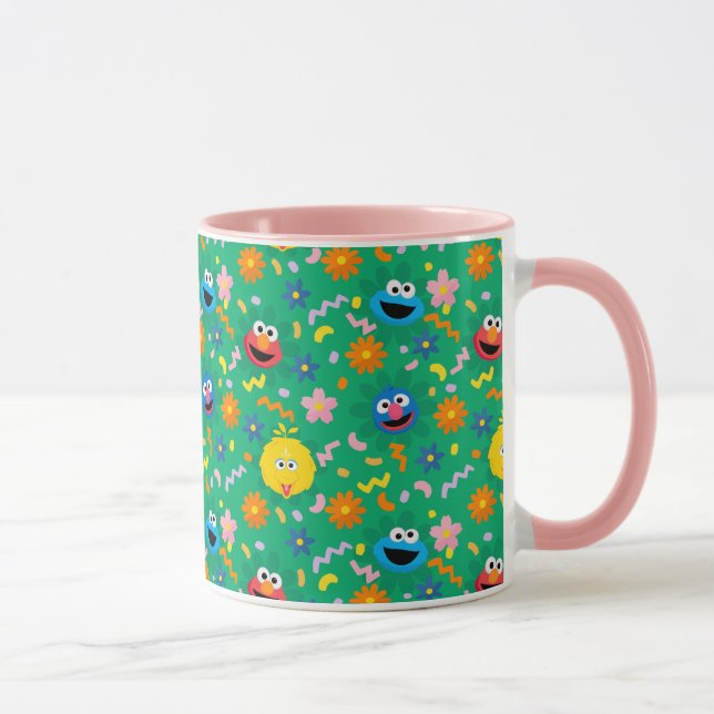 Taza Patrón floral verde de Plaza Sésamo (Derecha)