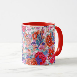 Taza Patrón floral vintage colorido