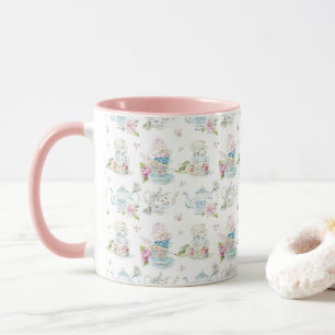 Taza Patrón Floral Vintage de Té Partido Victoriano Acu