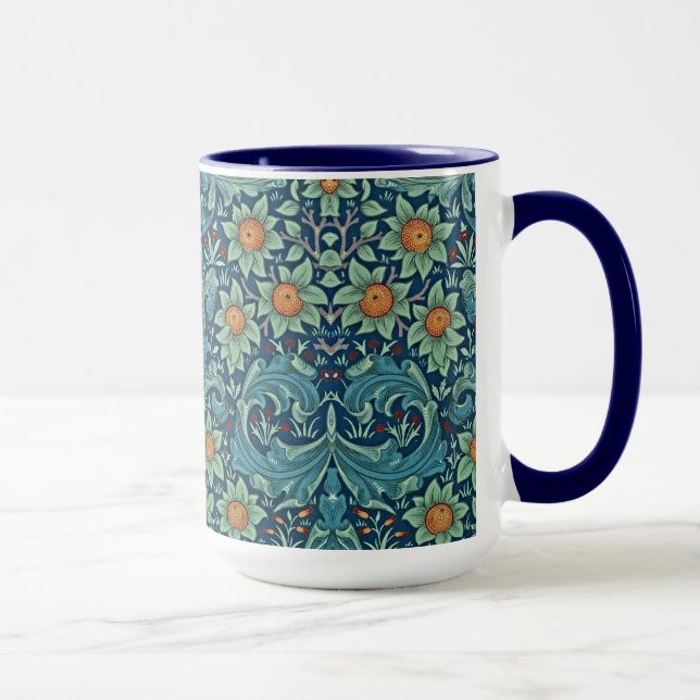 Taza Patrón floral William Morris rojo amarillo azul gr (Derecha)