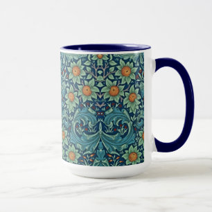 Taza Patrón Floral William Morris Rojo Amarillo Azul Ve