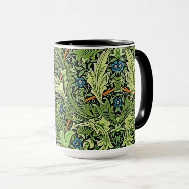 Taza Patrón floral William Morris Verde amarillo azul (Anverso derecho)