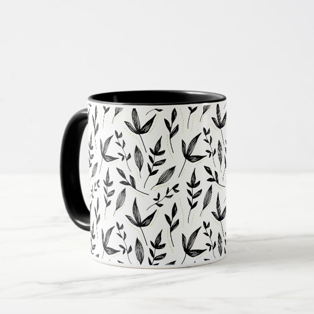Taza patrón flotante negro (Anverso izquierdo)