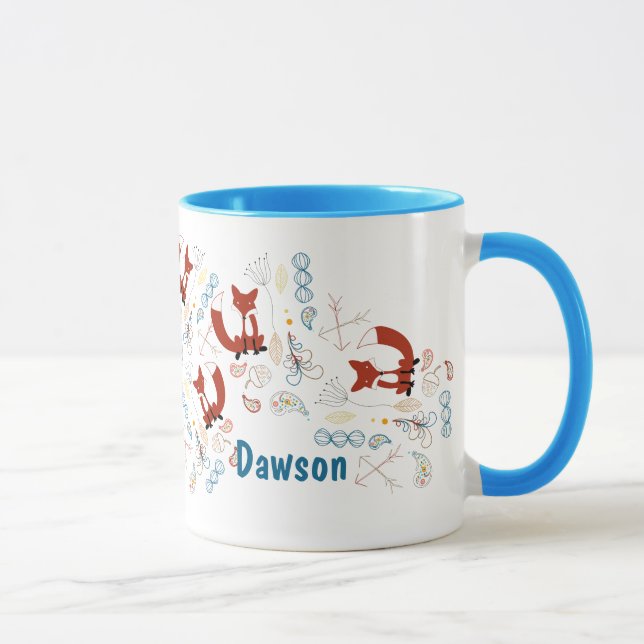 Taza Patrón Fox Woodland moderno personalizado (Derecha)