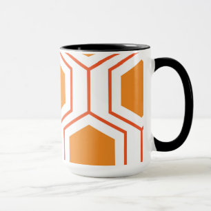 Taza Patrón geométrico abstracto hexagonal en naranja y
