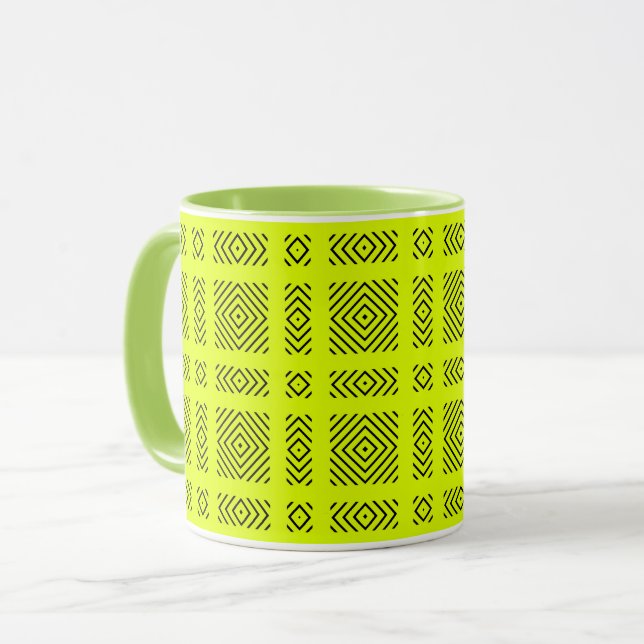 Taza Patrón geométrico amarillo limón (Anverso izquierdo)