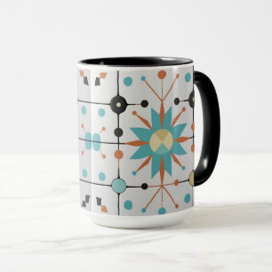Taza Patrón geométrico atómico de mediados de siglo ret