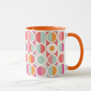 Taza Patrón geométrico azul Naranja rosa