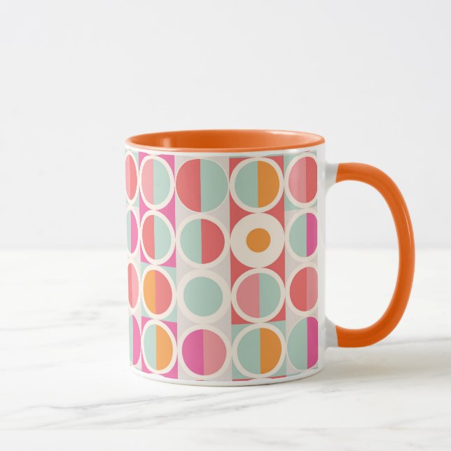 Taza Patrón geométrico azul Naranja rosa (Derecha)