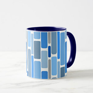 Taza Patrón geométrico azul y gris,
