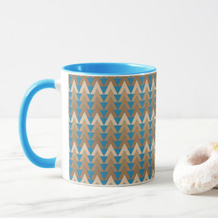Taza Patrón geométrico azul y marrón