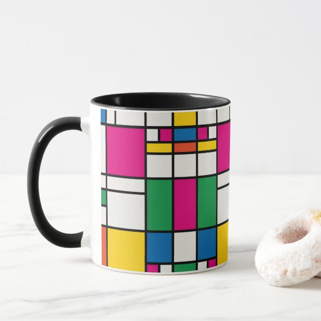 Taza Patrón geométrico Bauhaus (Con donut)