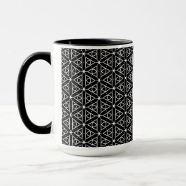 Taza Patrón geométrico blanco y plateado negro