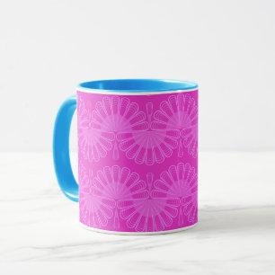 Taza patrón geométrico brillante neón rosa