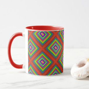 Taza Patrón geométrico cuadrado colorido moderno gráfic