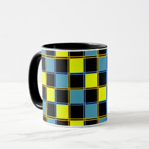 Taza Patrón geométrico de color azul amarillo