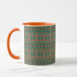 Taza Patrón geométrico de colores de cobre Verde azulad