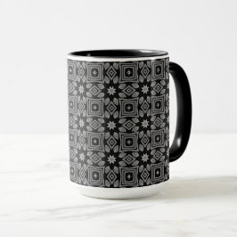 Taza Patrón geométrico de escala de grises