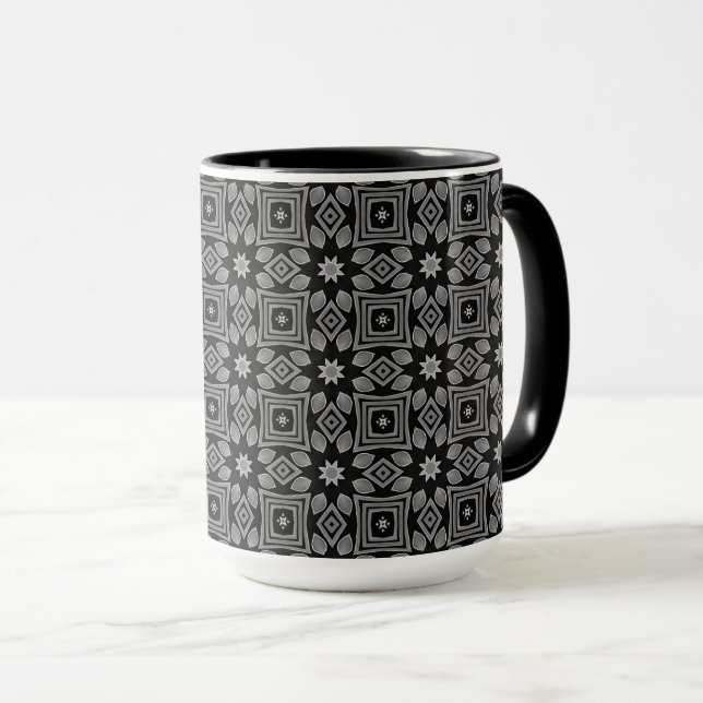 Taza Patrón geométrico de escala de grises (Anverso derecho)