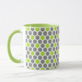 Taza Patrón geométrico de gris verde limón moderno
