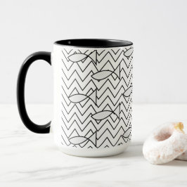 Taza Patrón geométrico de la banda de cheurón de peces