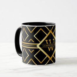 Taza Patrón geométrico de ORO FALSO con monograma en NE