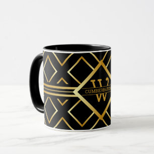 Taza Patrón geométrico de ORO FALSO con monograma en NE