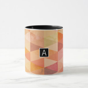 Taza Patrón geométrico de triángulo suave   Monogramado