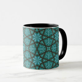 Taza Patrón geométrico Egipto gris azul vintado