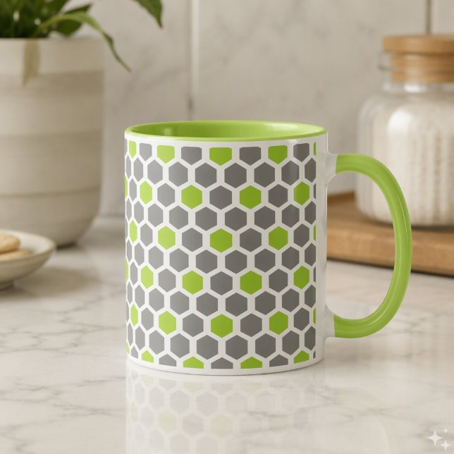 Taza Patrón geométrico gris verde lima moderno (Subido por el creador)