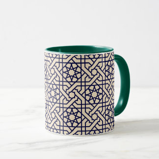 Taza Patrón geométrico marroquí azul islámico