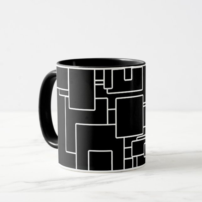 Taza Patrón geométrico moderno en blanco y negro (Anverso izquierdo)
