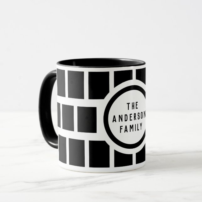 Taza Patrón geométrico moderno negro y blanco (Anverso izquierdo)