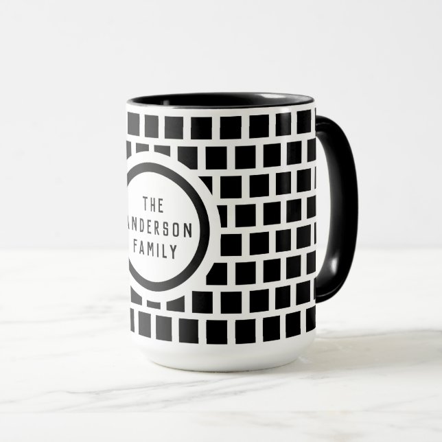Taza Patrón geométrico moderno negro y blanco (Anverso derecho)