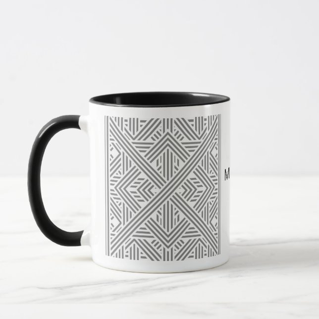 Taza Patrón geométrico moderno negro y blanco café Mug (Izquierda)