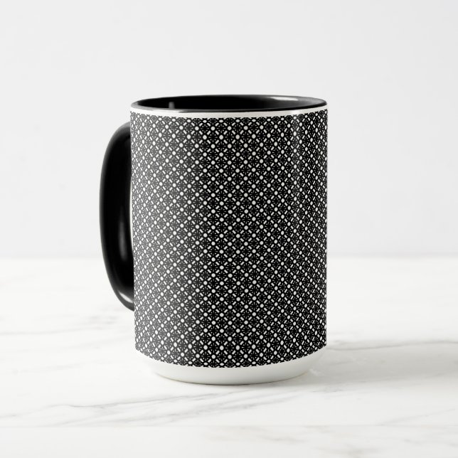 Taza Patrón geométrico simple blanco negro (Anverso izquierdo)