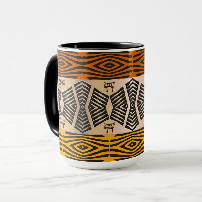 Taza patrón geométrico tribal étnico africano (Anverso izquierdo)