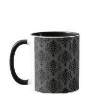 Patrón Gótico Gris Negro Damask