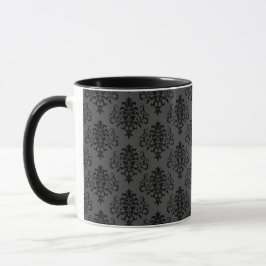 Taza Patrón Gótico Gris Negro Damask