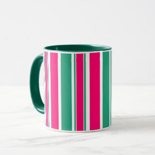 Taza Patrón horizontal rayado rojo y verde