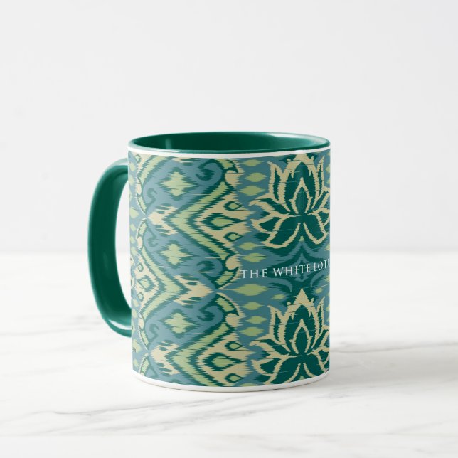 Taza Patrón Ikat de Lotus - El Lotus blanco (Anverso izquierdo)
