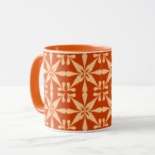 Taza Patrón Ikat Star - Naranja mandarín (Anverso izquierdo)