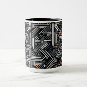 Taza Patrón Industrial Abstracto de Monograma Personali
