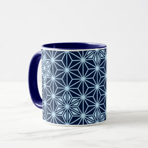 Taza Patrón japonés de Asanoha - azul índigo