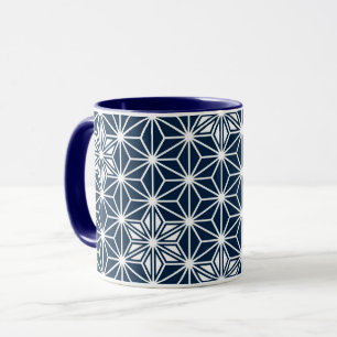 Taza Patrón japonés de Asanoha - azul índigo y blanco