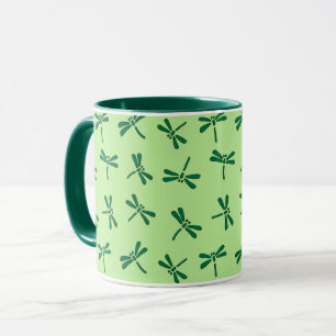 Taza Patrón japonés de libélula, verde de jade luz