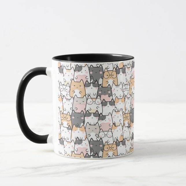 Taza Patrón Kawaii de gatos sin mar (Izquierda)