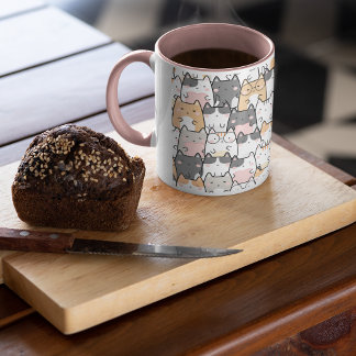 Taza Patrón Kawaii de gatos sin mar