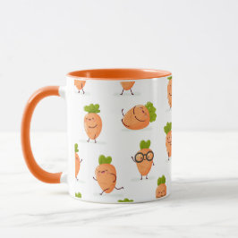 Taza Patrón kawaii de zanahorias divertidas