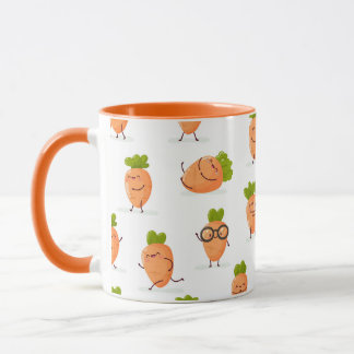 Taza Patrón kawaii de zanahorias divertidas